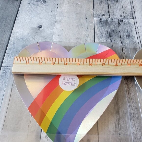 NWT - Meri Meri Rainbow Heart Paper Plates (16) - Picture 2 of 2